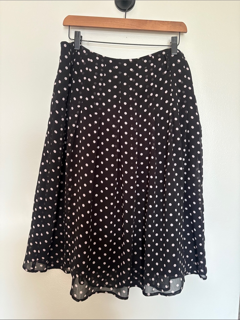 Chapter One Black Skirt with White Polka Dots - A-Line Midi